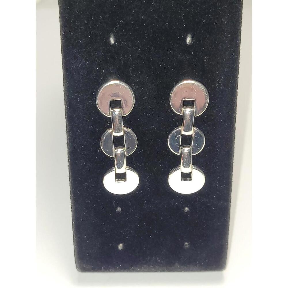 TALBOTS Silver Tone Linked Circle Drop Dangle Earrings Fashion Jewelry